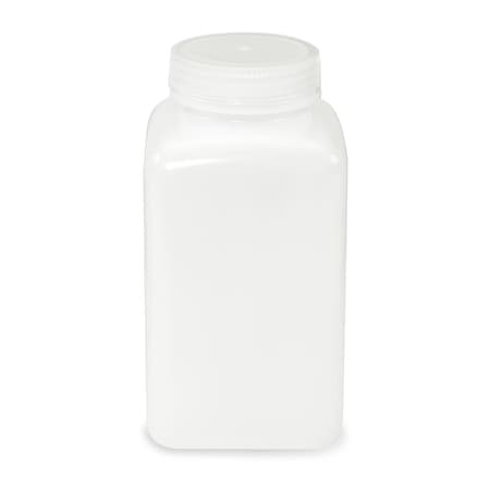 Globe Scientific Diamond RealSeal Bottle, Wide Mouth, Square, PP with HDPE Closure, 1000mL, 6PK 7181000